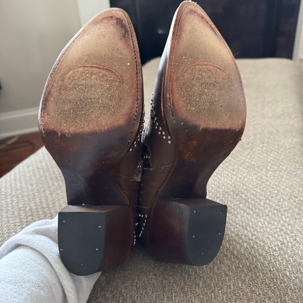 J. B. Dillon Studded and Fur Ankle Cowgirl Boots - Picture 5 of 8